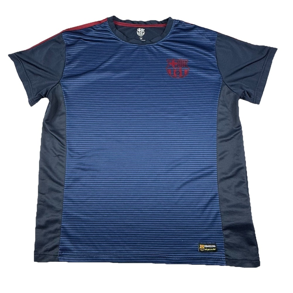 FC Barcelona Official Training Jersey Shirt Blue Striped Men's Large